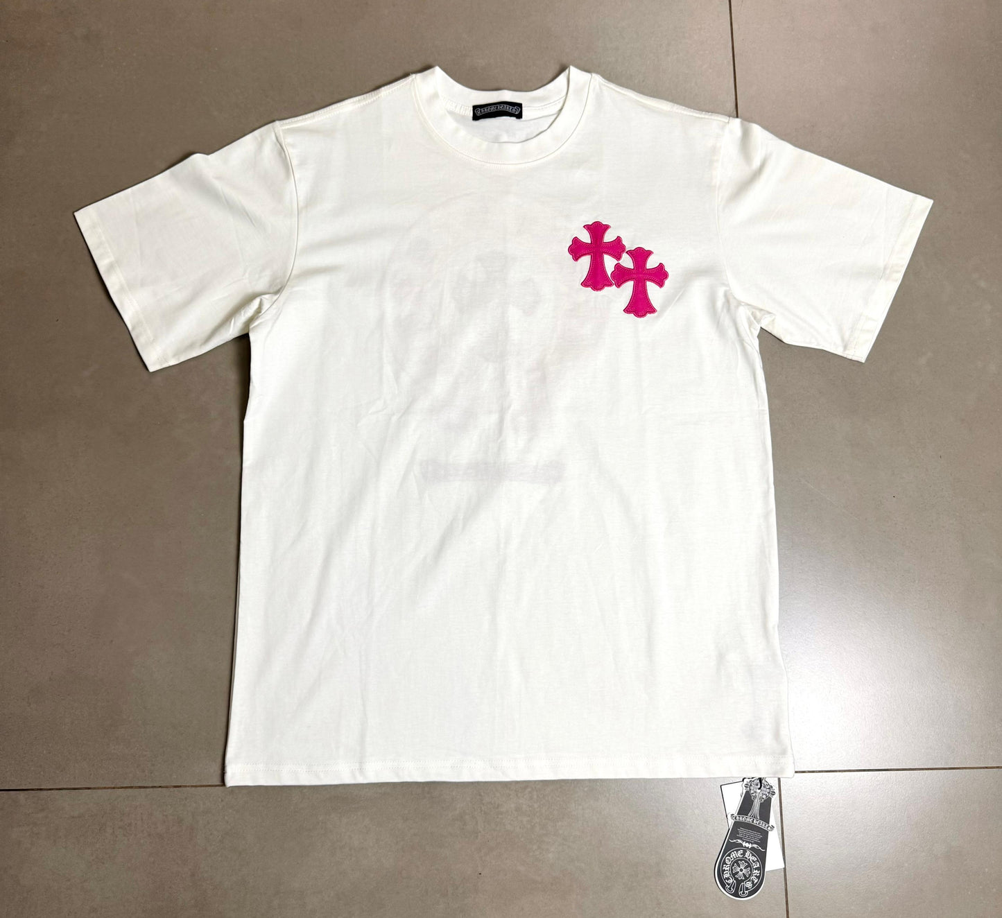 Chrome Hearts Silver Cross Pin White