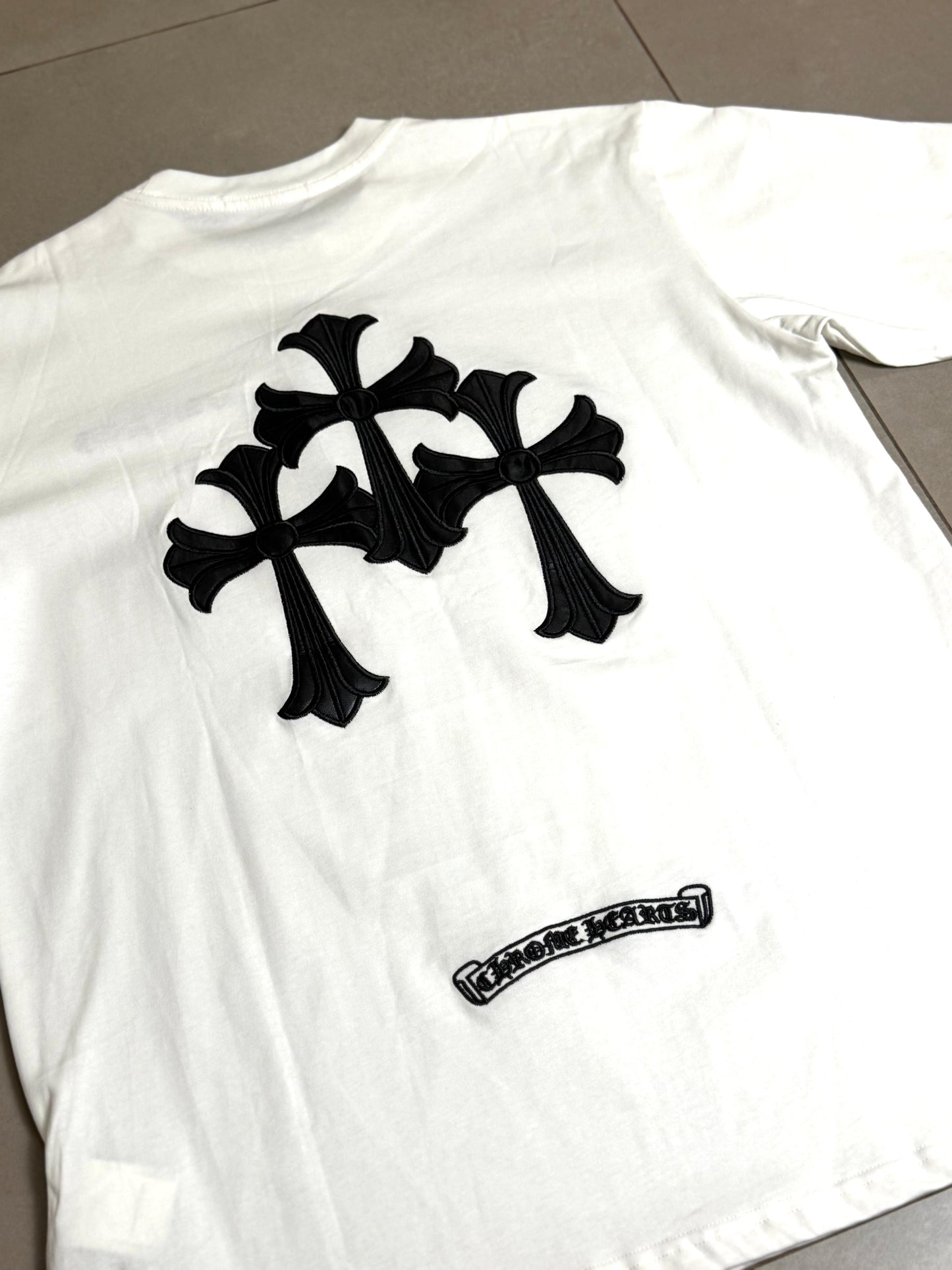 Chrome Hearts 3 Leather Crosses White