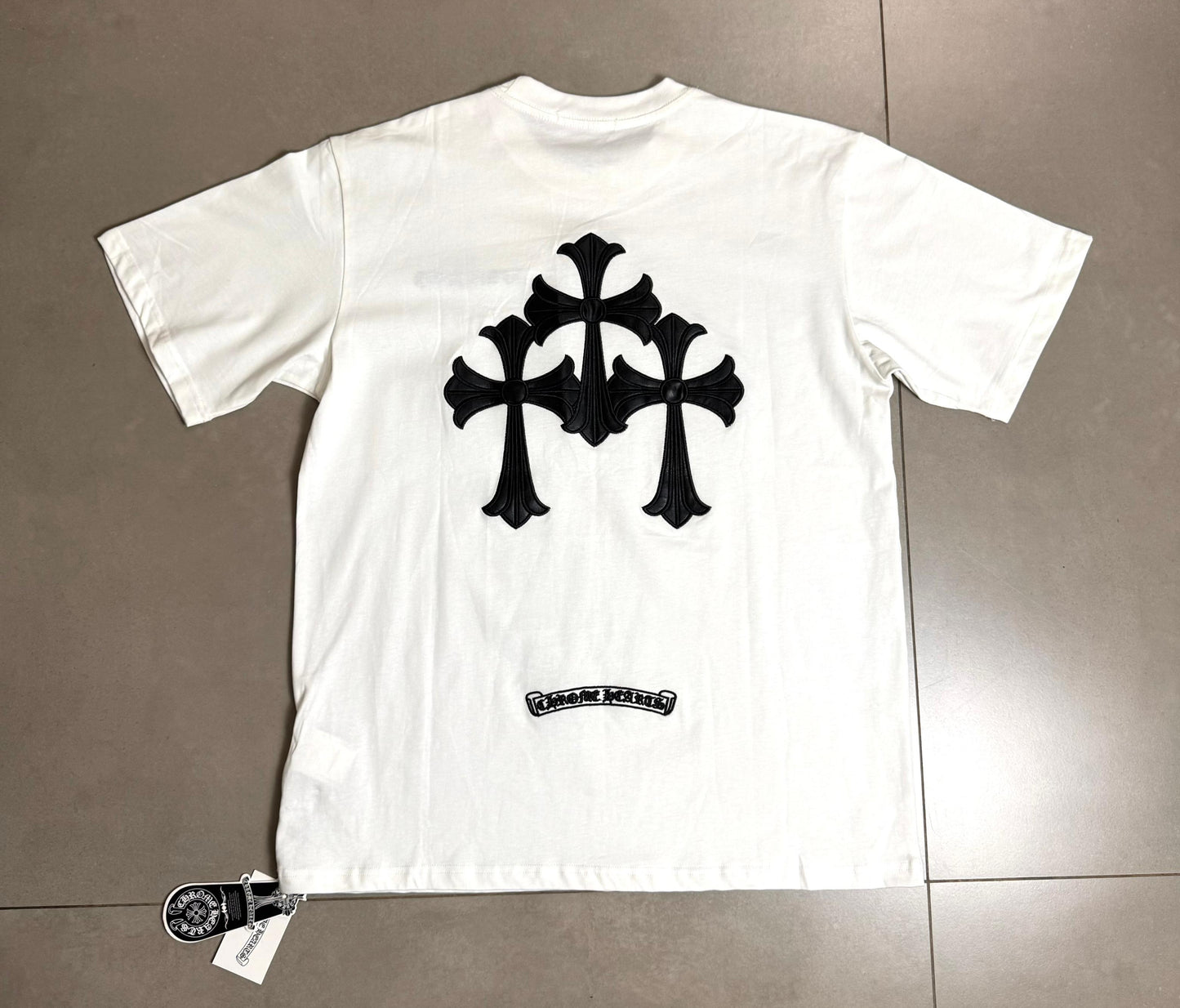 Chrome Hearts 3 Leather Crosses White